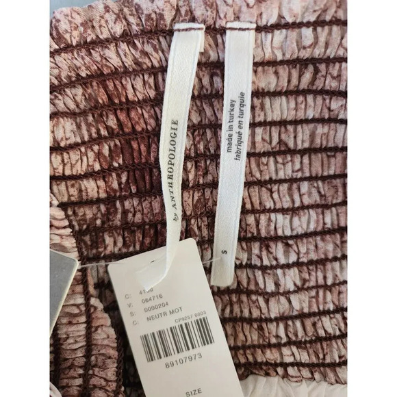 NWT By Anthropologie Short-Sleeve Tiered Midi Dress Size S Neutral 9B411 - Picture 10 of 12